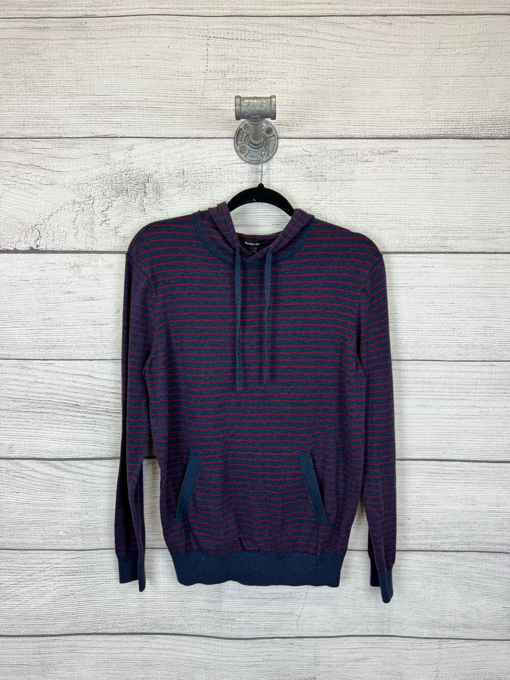 Hawker Rye Men's Navy & Red Stripe Knit Hooded Pullover Size Small